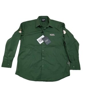 Von Dutch Originals Work Shirt Green Embroidered Patches  MED